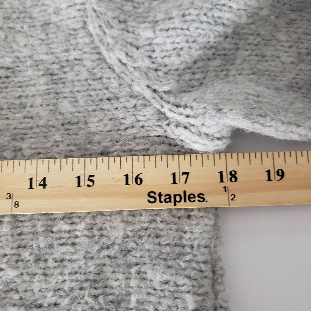 CLUB MONACO Matalin Alpaca Wool Wide Scoop Neck Grey Chunky Sweater Tunic Medium - Picture 8 of 14
